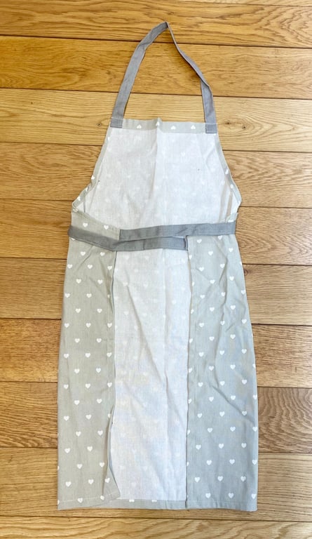 Grey Heart Print Cotton Pinafore Kitchen Apron