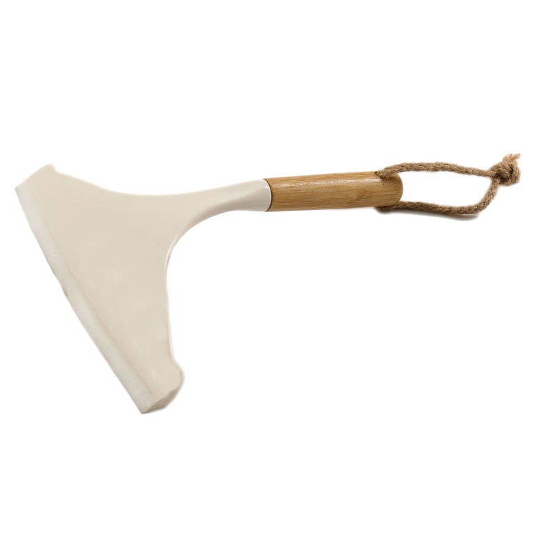 Bamboo Handle Cream Scraper - Polypropylene Kitchen Cleaning Tool with Jute Loop