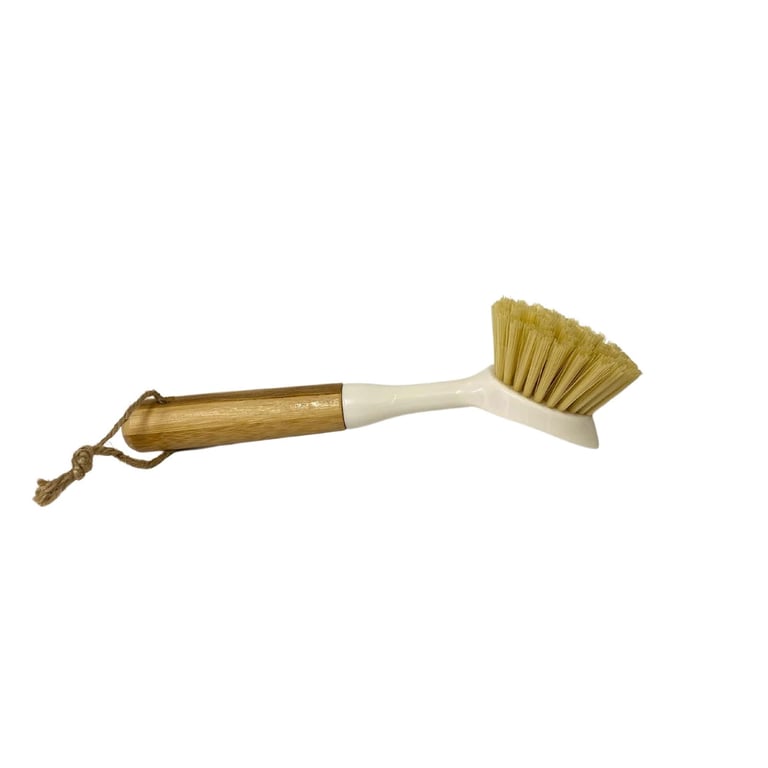 Cream Washing Up Brush with Bamboo Handle and Jute Loop - Kind Home Range