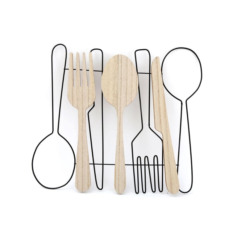 Stylish Spoon Fork & Knife Wall Decoration (45cm) - MDF Wall Art for Kitchen Decor