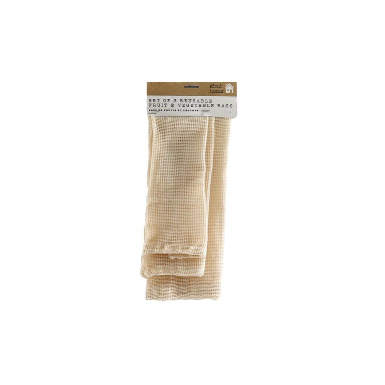Reusable Cotton Produce Bags - Pack of 3 Eco-Friendly Fruit & Veggie Storage Bags