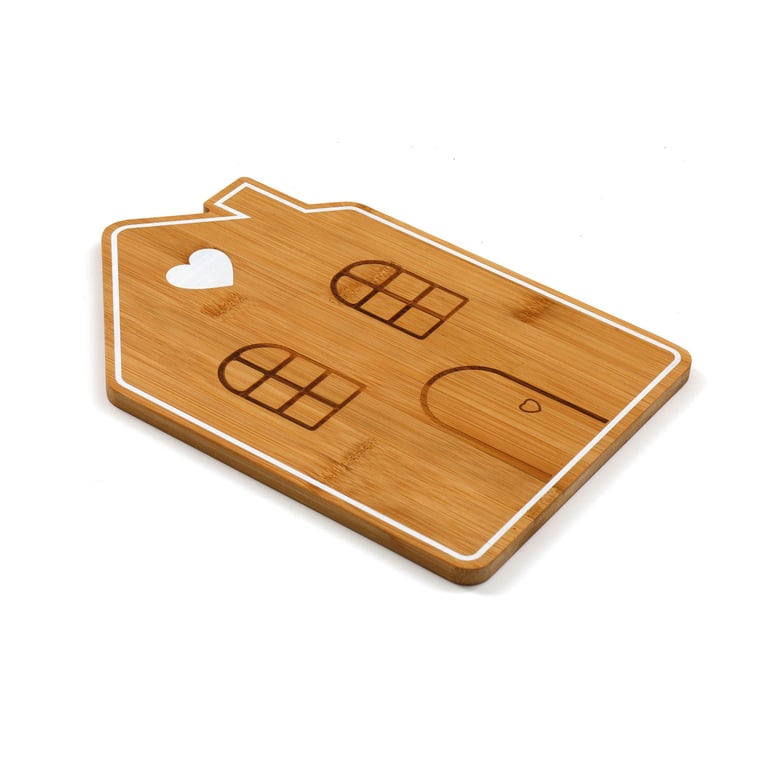 Bamboo House Serving Tray 28cm - Wooden Indoor Entertaining Board