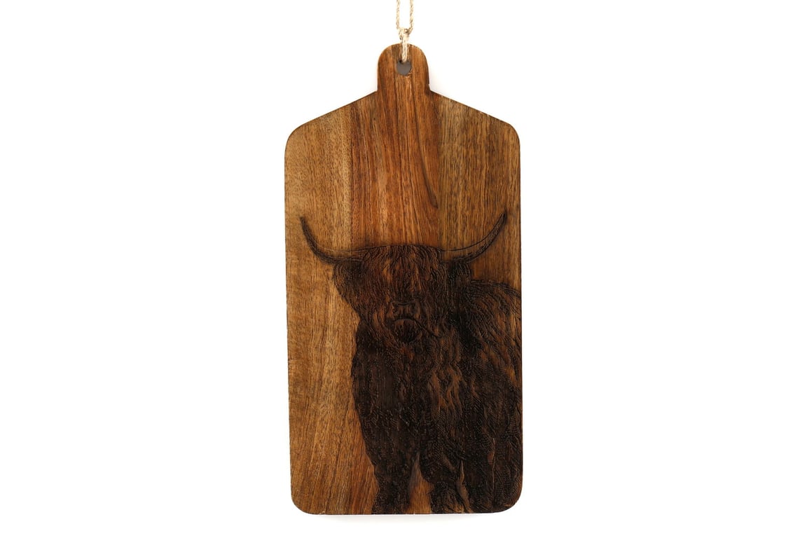 Highland Cow Engraved Mango Wood Cheese Board