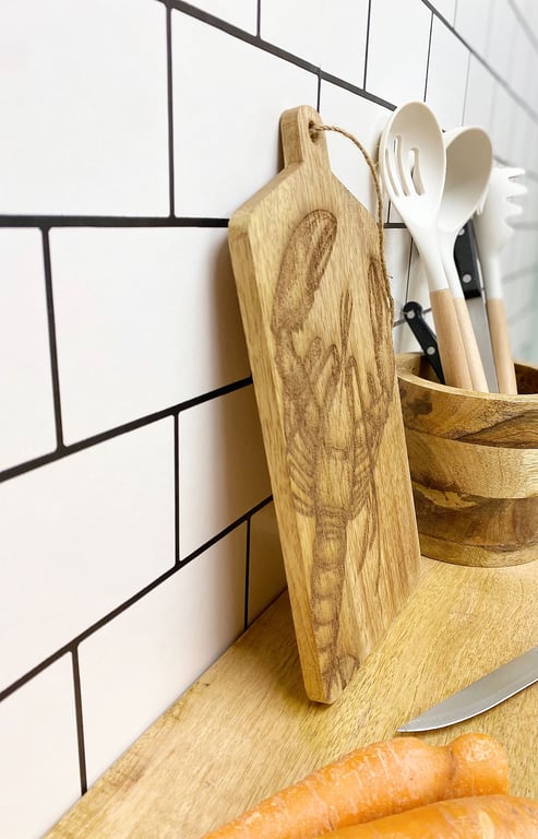 Mango Wood Lobster Engraved Cheese Board - Artisanal Home Decor Gourmet Gift Set