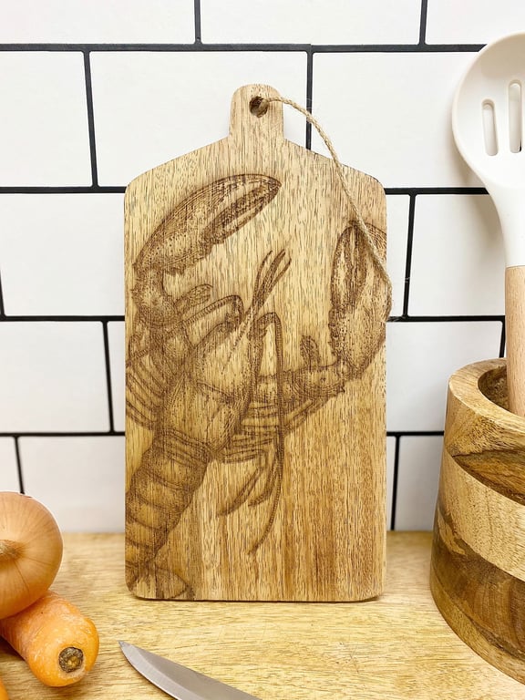 Mango Wood Lobster Engraved Cheese Board - Artisanal Home Decor Gourmet Gift Set