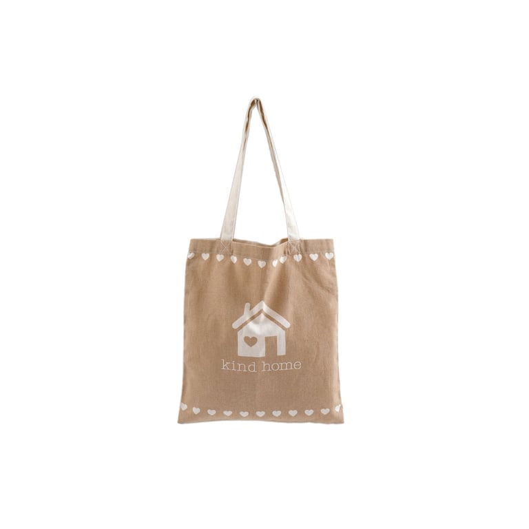 Natural 66cm Canvas Tote Bag with Kind Home Logo - Reusable Shopping Bag