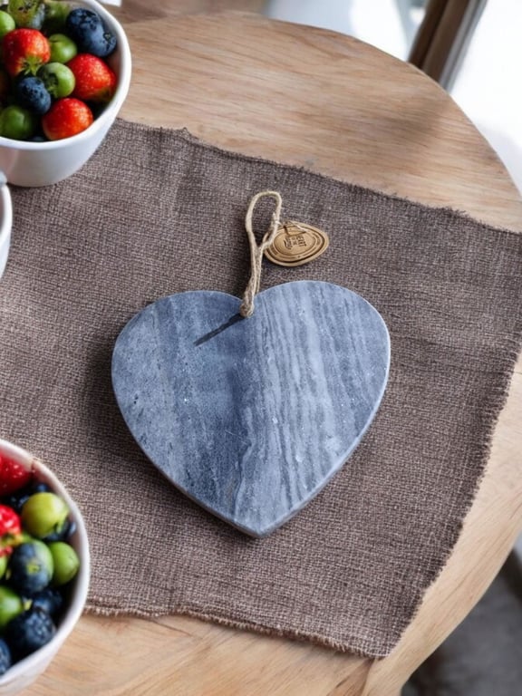 Grey Heart Marble Chopping Board - High Quality Kitchen Decor