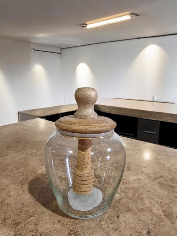 Glass Honey Jar with Handy Mixer and Applicator - Kitchen Decor