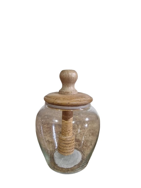 Glass Honey Jar with Handy Mixer and Applicator - Kitchen Decor
