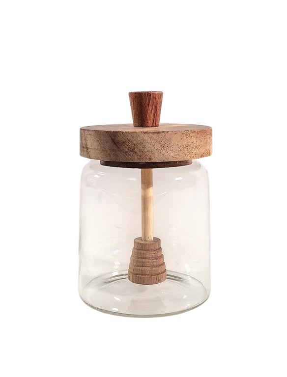 Glass Honey Storage Jar With Built-in Stirrer - Elegant Glass Container for Home Decor
