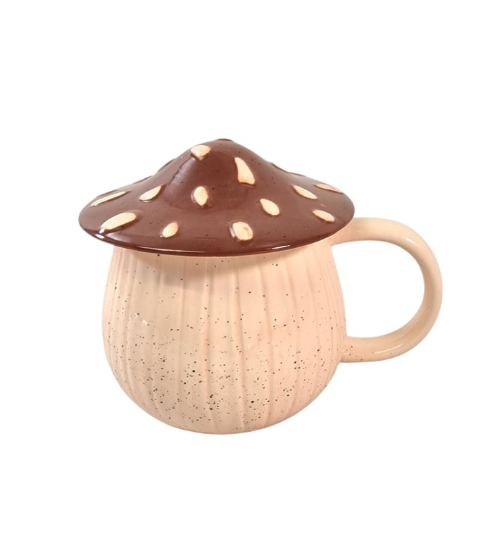 Ceramic Mushroom Shape Mug Set With Lid - Insulated Tea Warmer Coffee Mugs