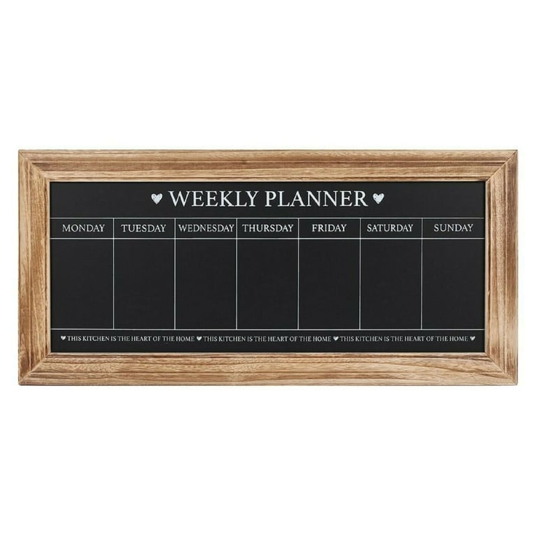 Chalkboard Weekly Planner - Kitchen-Themed Home Organization Tool with Wooden Frame
