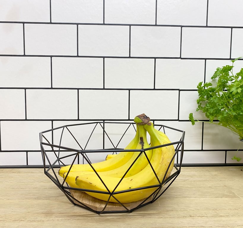 Geometric Black Wire Storage Bowl - 26cm Metal Design Home Decor