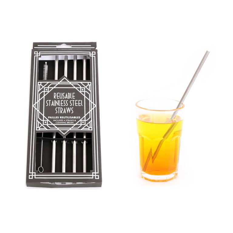 Stainless Steel Reusable Straws Set - Eco Friendly Gift with Cleaning Brush