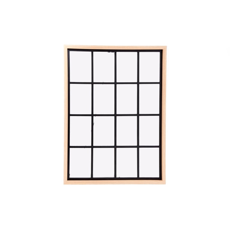 Natural Wood Effect Window Mirror - Large Decorative Wall Hanging MDF Mirror