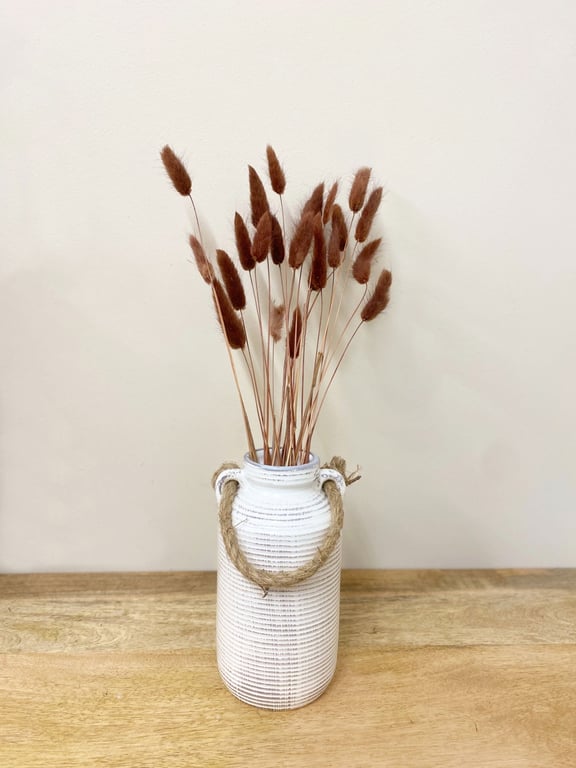 Natural Stone Vase with Rope Handle - Roman Inspired Home Decor