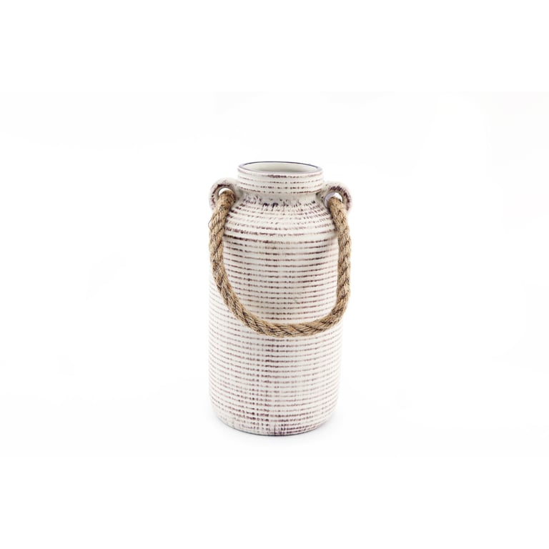 Natural Stone Vase with Rope Handle - Roman Inspired Home Decor
