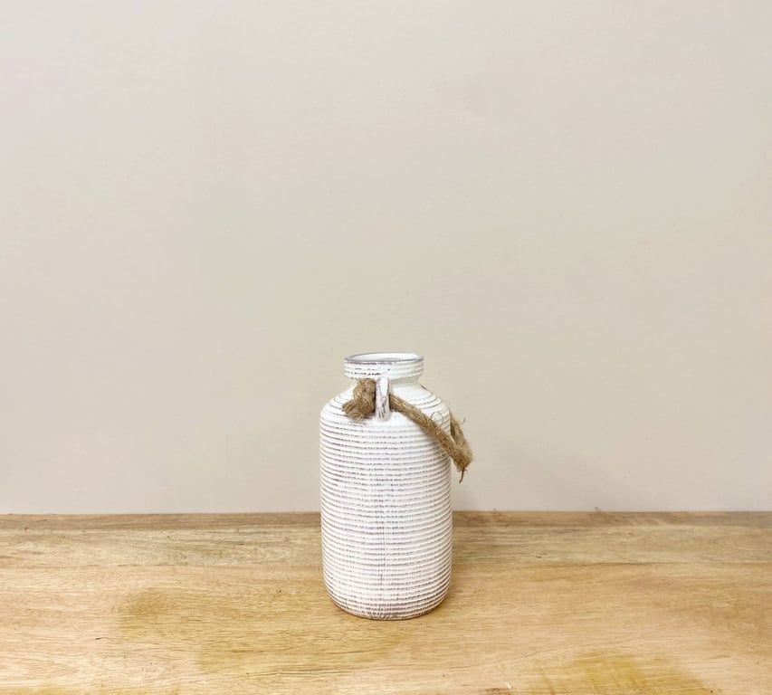 Natural Stone Vase with Rope Handle - Roman Inspired Home Decor
