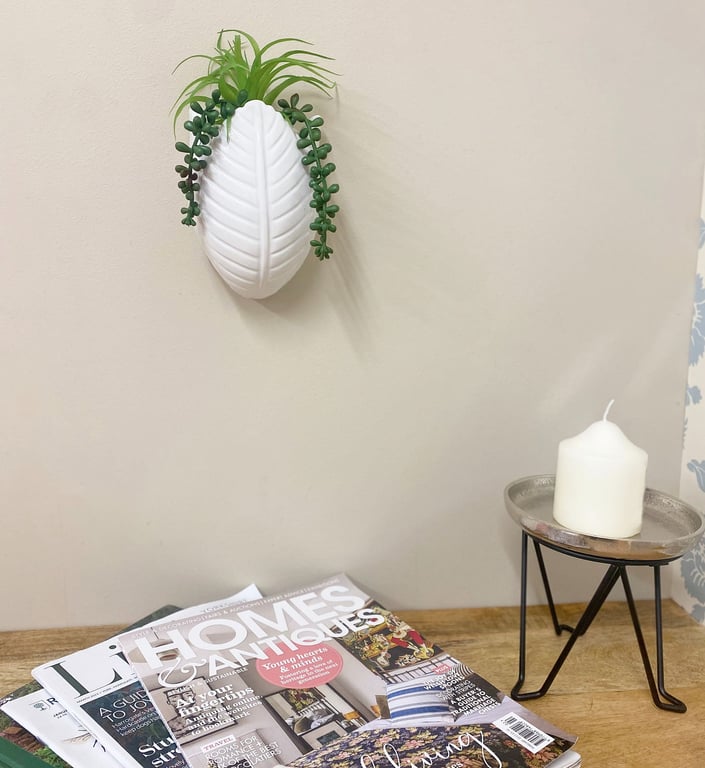 Ceramic Faux Succulent Wall Planter - Gloss Finish, Indoor Decor, Easy Mounting