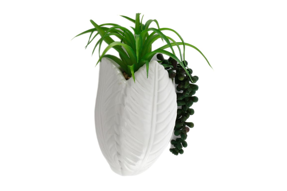 Ceramic Faux Succulent Wall Planter - Gloss Finish, Indoor Decor, Easy Mounting