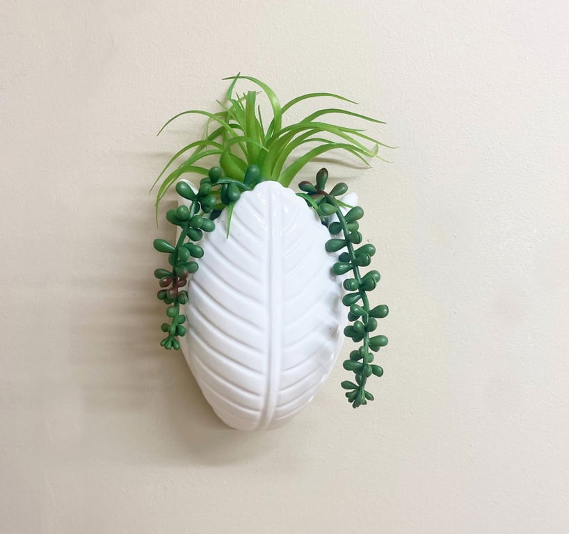 Ceramic Faux Succulent Wall Planter - Gloss Finish, Indoor Decor, Easy Mounting