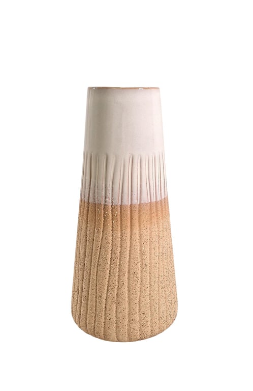 Glazed White Vase Set - 2 Tone Glaze Home Decor Vases (3 Sizes)