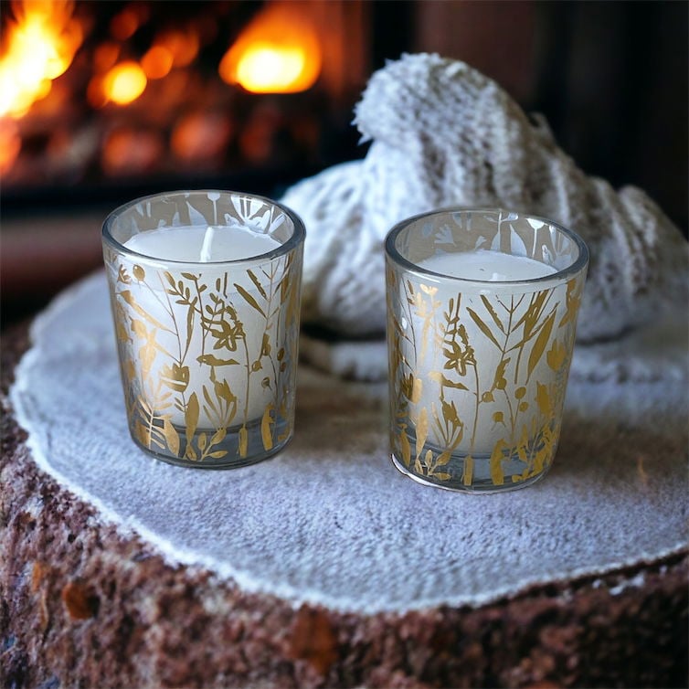 Scented Leaf Votive Candles - 2 Pack, Cozy Home Fragrance with Elegant Design
