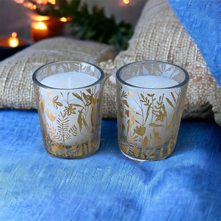 Scented Leaf Votive Candles - 2 Pack, Cozy Home Fragrance with Elegant Design