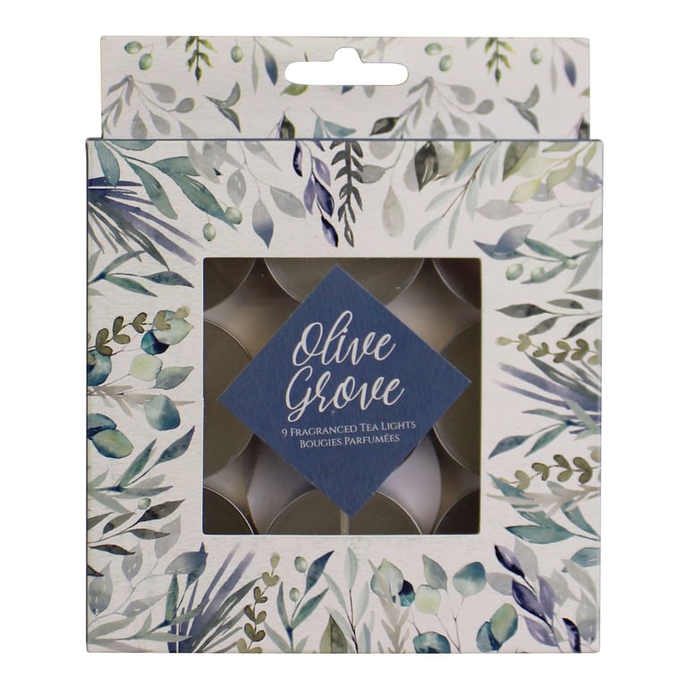 Olive Grove Gift Boxed Scented Tea Light Candles - Paraffin Wax Home Fragrance
