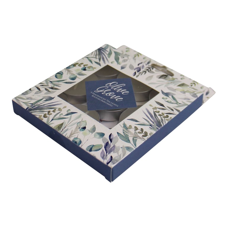 Olive Grove Gift Boxed Scented Tea Light Candles - Paraffin Wax Home Fragrance