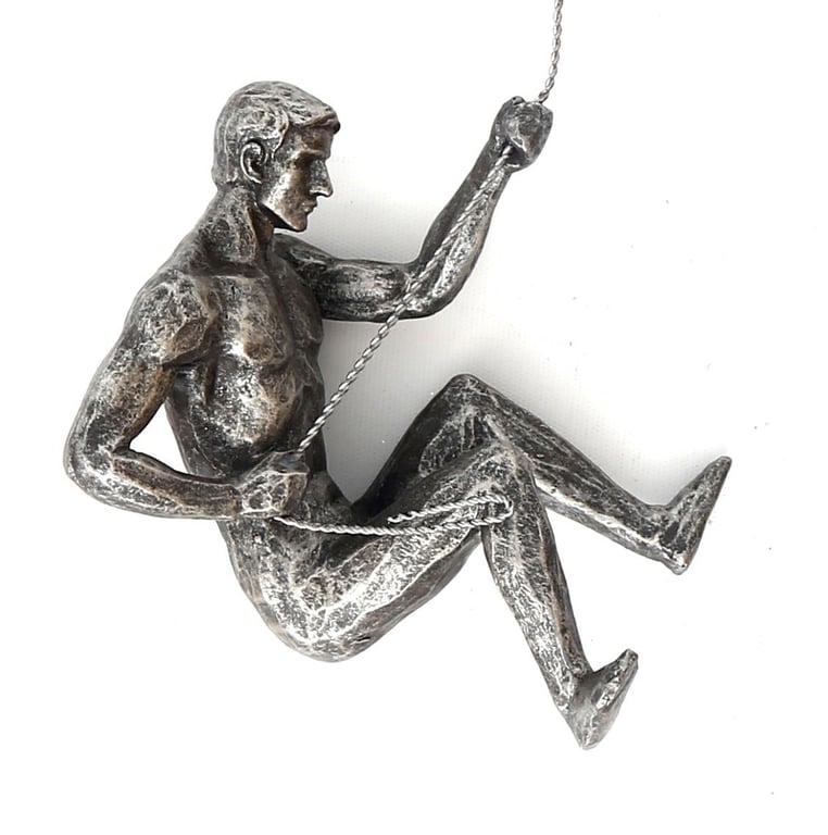 Silver Abseiling Man Figurine with Hanging Wire Decoration