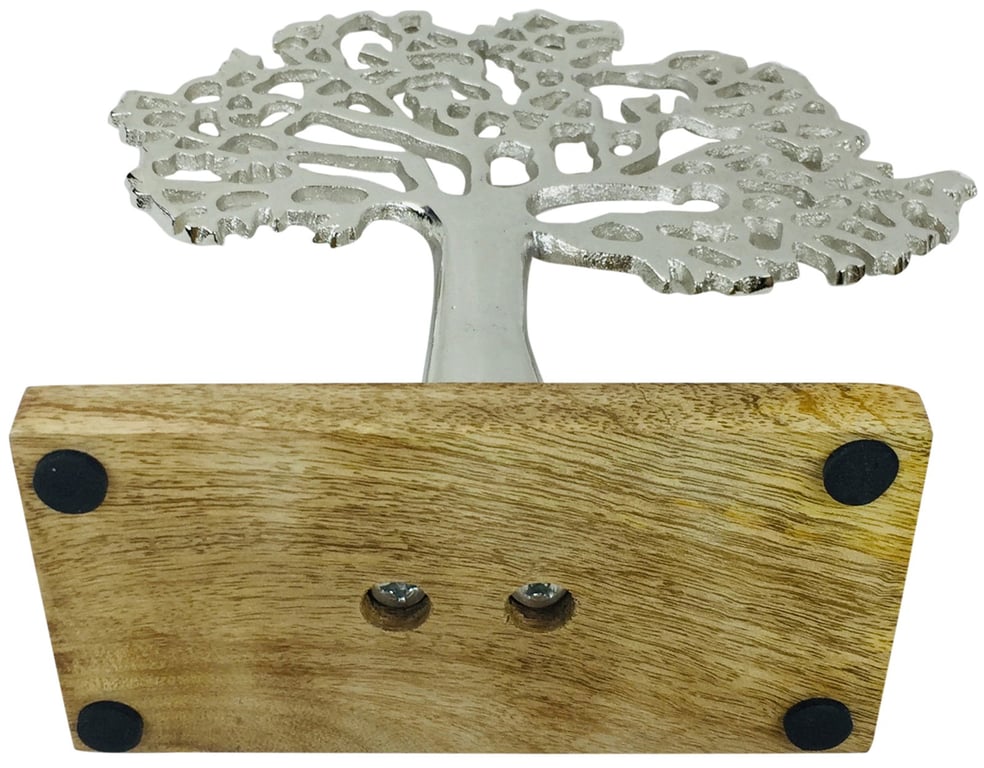Silver Metal Tree Ornament with Dotted Detail and Anti-Slip Base