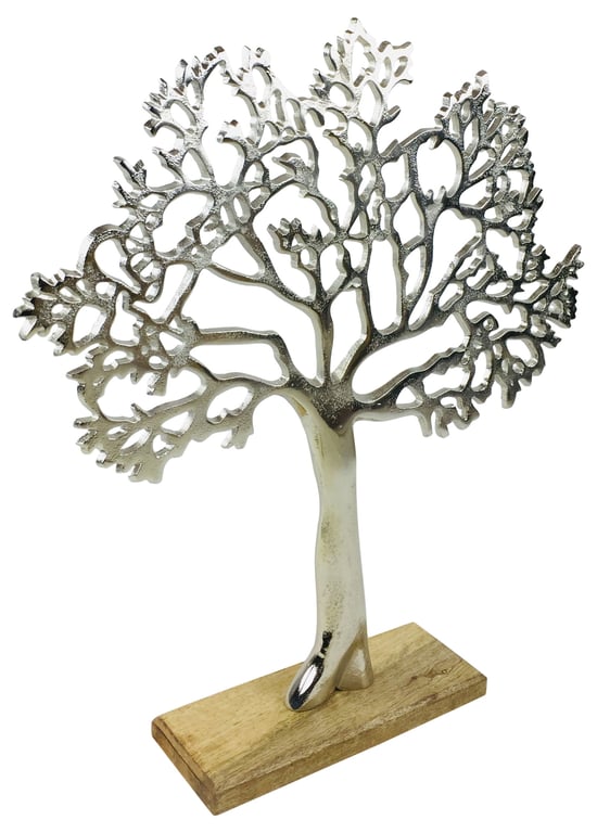 Large Silver Tree Ornament - Robust Aluminum Construction with Fine Dotted Detail