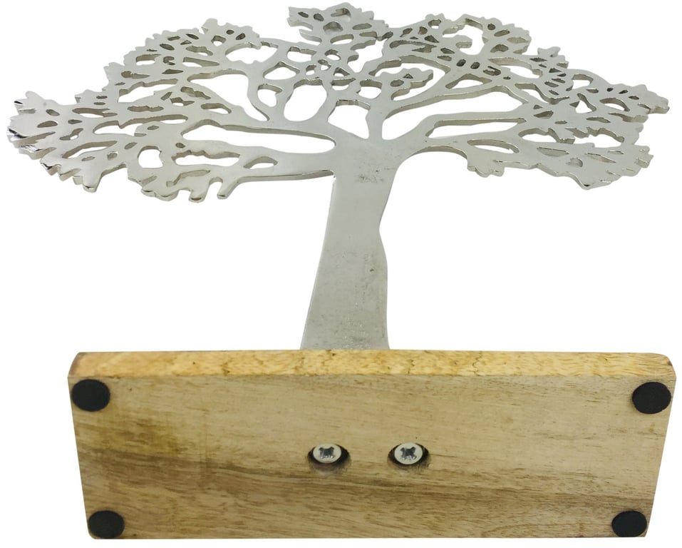 Large Silver Tree Ornament - Robust Aluminum Construction with Fine Dotted Detail