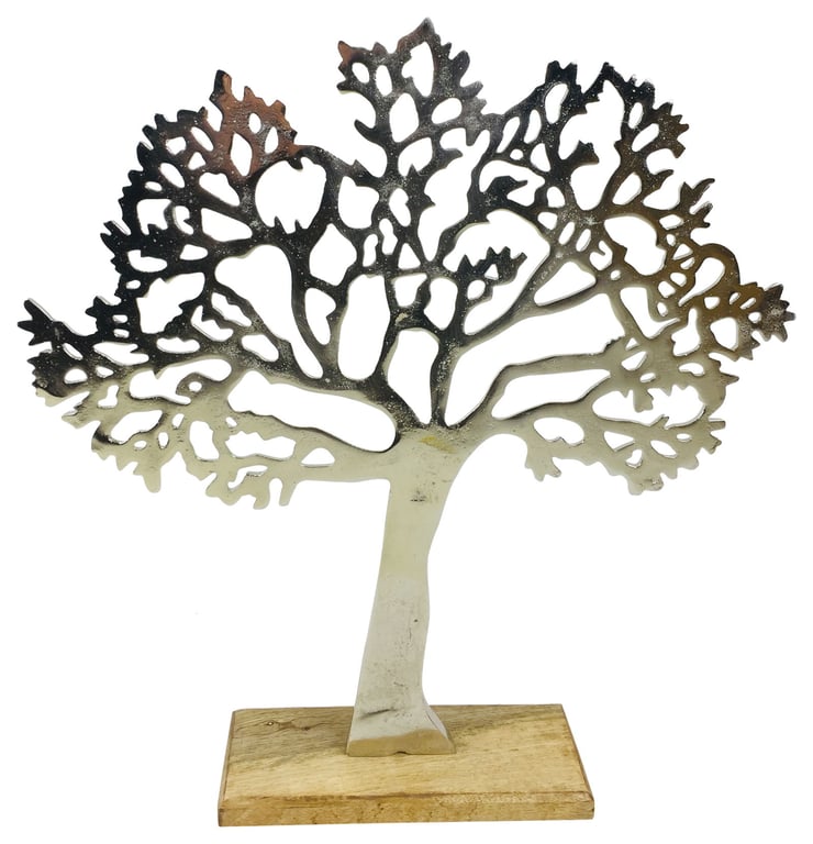 Large Silver Tree Ornament - Robust Aluminum Construction with Fine Dotted Detail