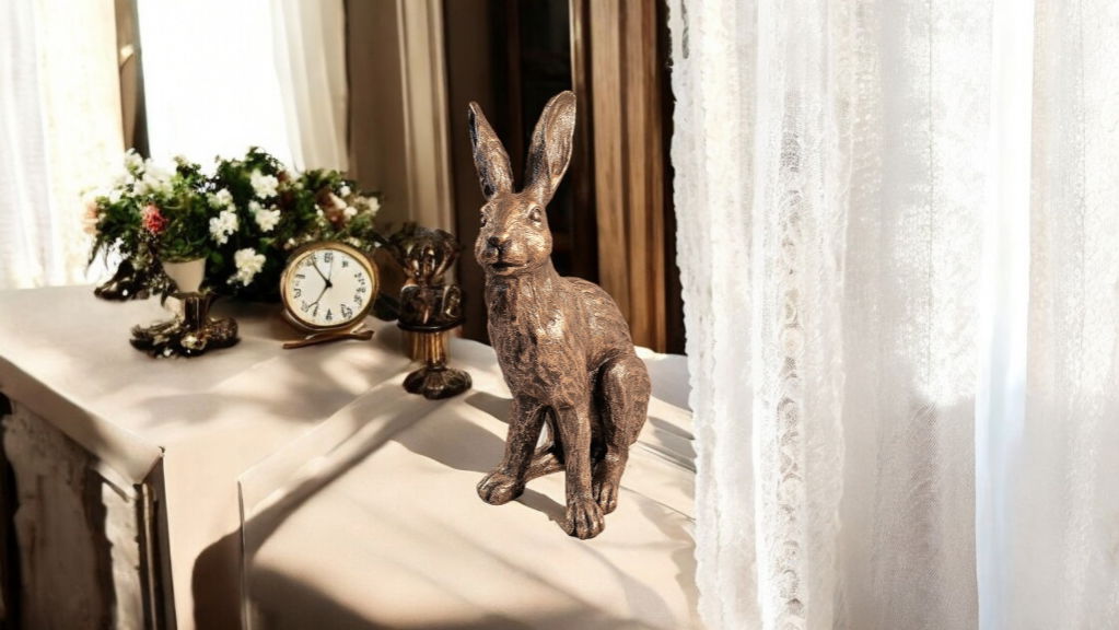 Bronze Style Country Hare Ornament - Decorative Statue 39cm Tall