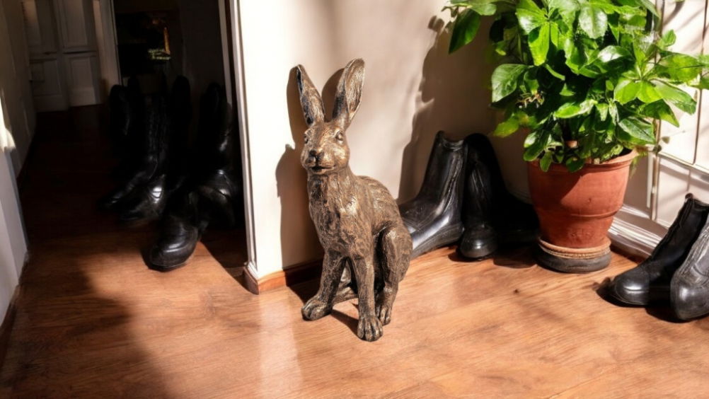 Bronze Style Country Hare Ornament - Decorative Statue 39cm Tall
