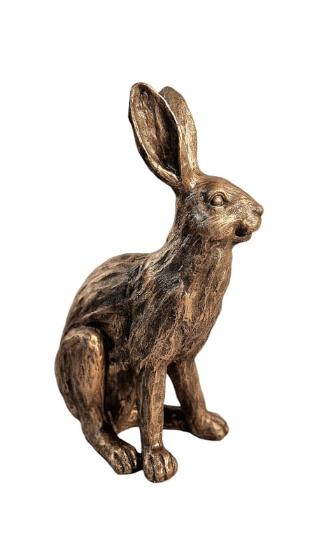 Bronze Style Country Hare Ornament - Decorative Statue 39cm Tall
