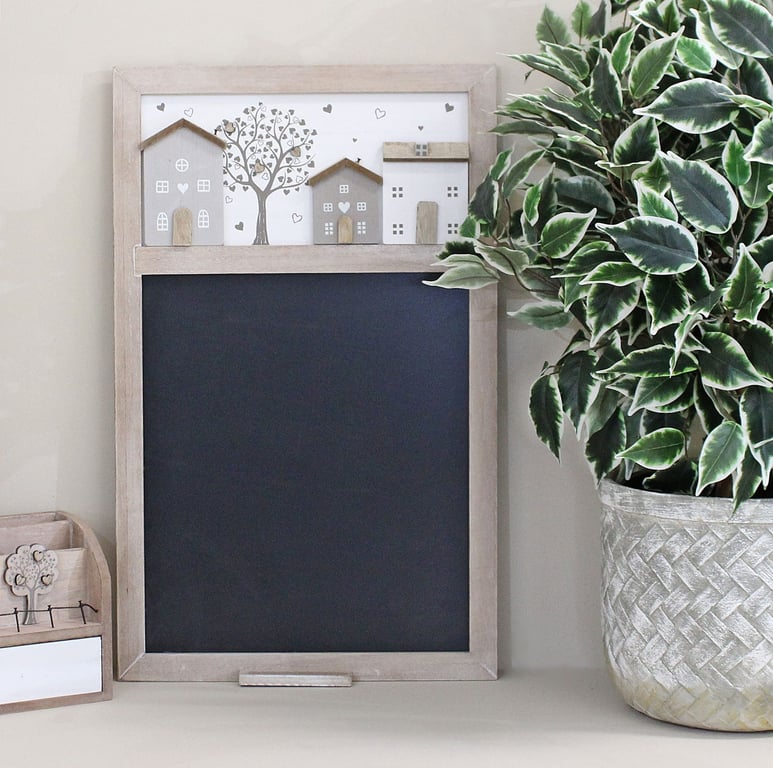 Wooden Houses Design Wall Mounted Blackboard with Chalk Holder and Paulownia Wood Construction