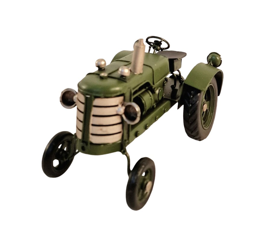 Green Metal Tractor Ornament - 17cm Vintage Home Decoration Gift