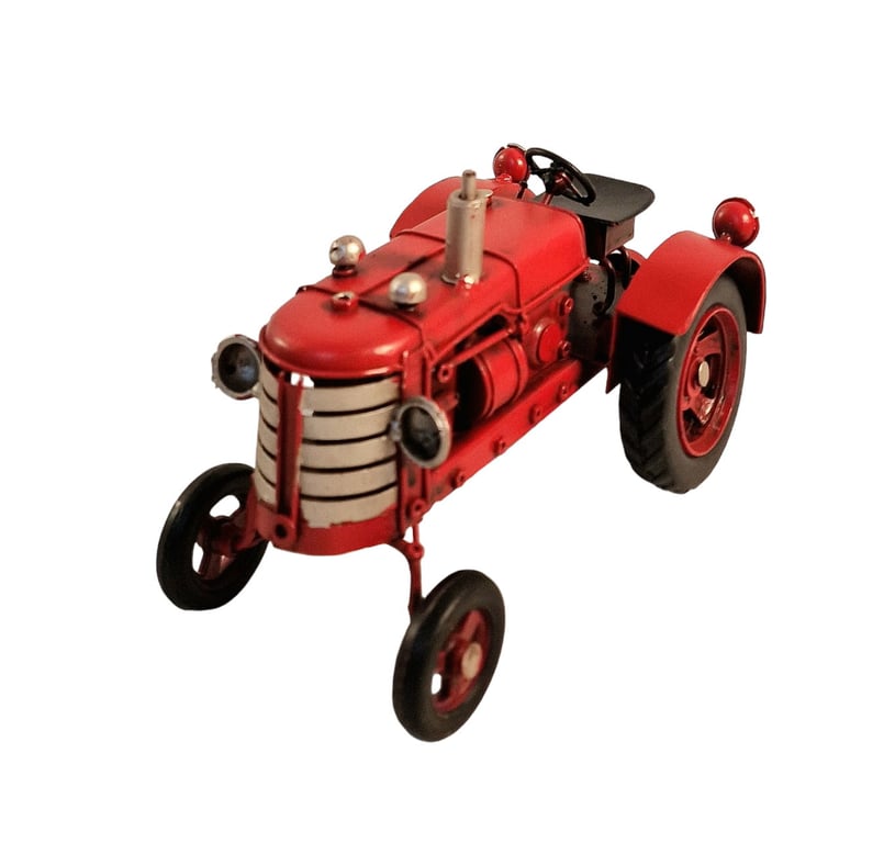 Red Metal Tractor Ornament - Classic Home Decor Gift