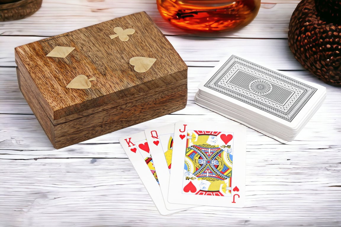 Mango Wood Playing Cards Set with Wooden Box