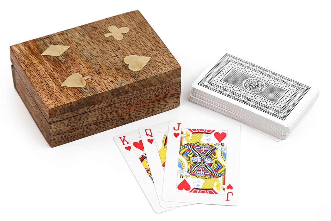 Mango Wood Playing Cards Set with Wooden Box