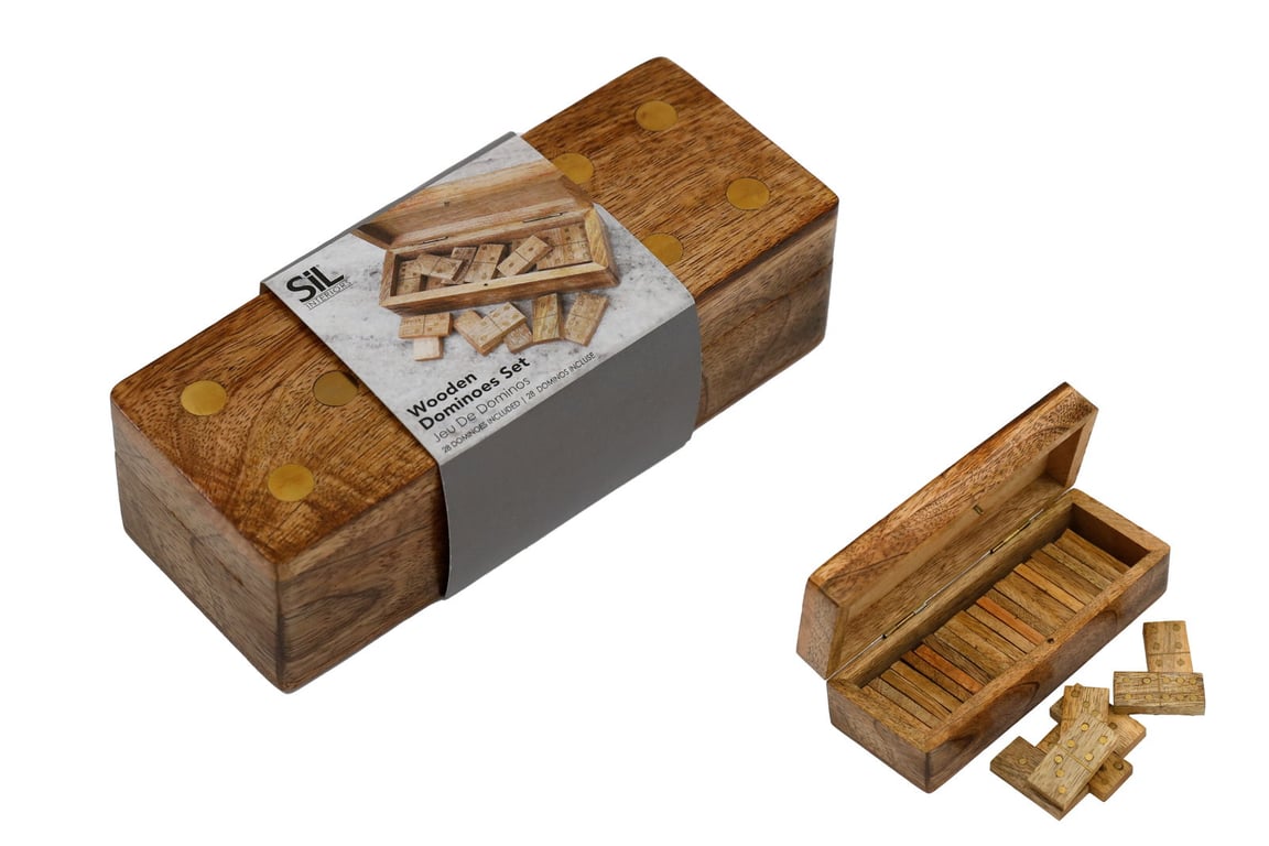 Luxury Wood & Brass Domino Set - Exquisite Mango Wood with Gold Brass Detailing