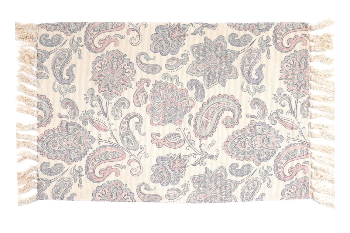 Paisley Rug - Soft & Durable Blue and Pink Cotton Blend Rug