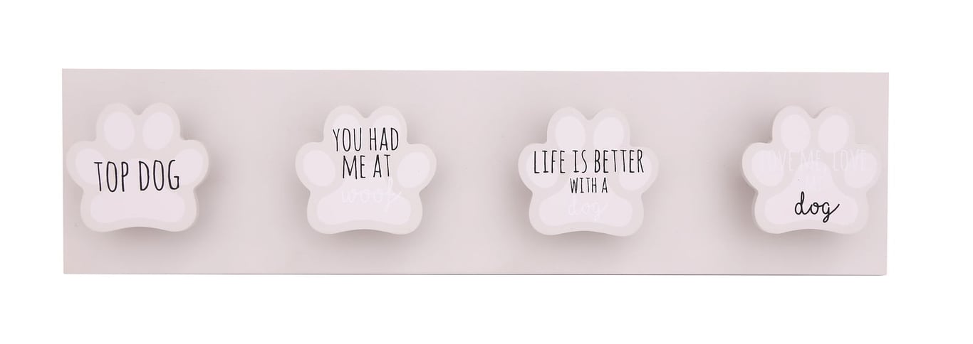 Pet Dog Four Hooks 40cm - Coat Pegs with Quotes for Home Organization and Pet Grooming Supplies