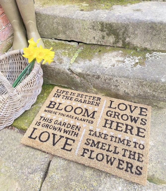 Bloom Potting Shed Garden Themed Coir Doormat - Outdoor and Indoor Use