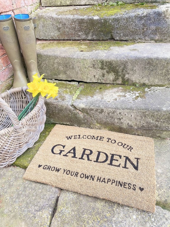 Grow Your Own Happiness Garden Themed Coir Doormat