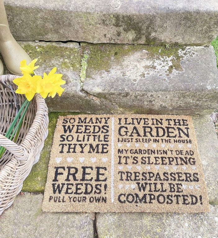 Coir Garden Doormat - Weed-Themed Entrance Mat with PVC Backing