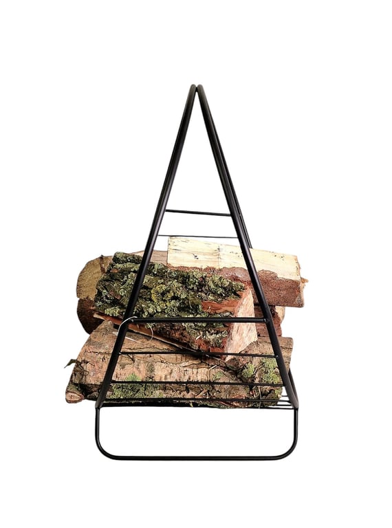 Black Fireside Metal Log Holder - Stylish Home Storage Solution for Open Fire Days